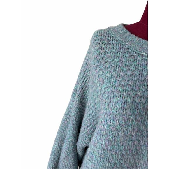 Free People Sweater Tunic Mini Dress Blue Chunky Knit  size XS - Picture 8 of 10